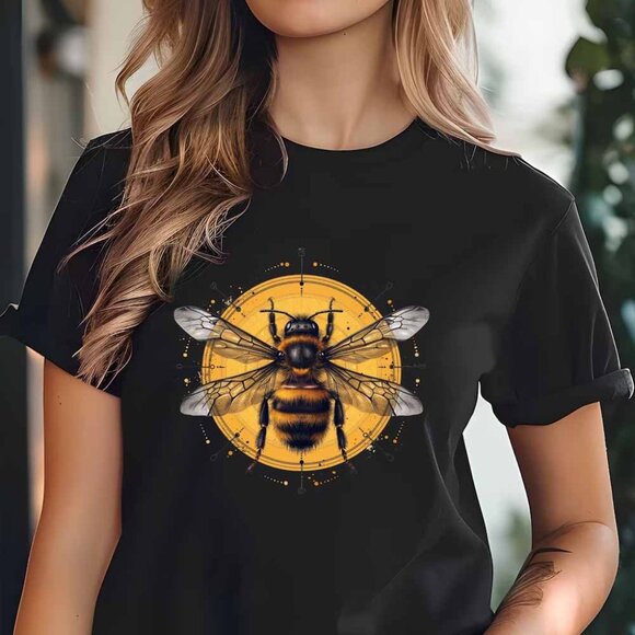 Generic Other - Honey Bee Shirt, Round Nature Inspired, Hand Drawn, Save The Bees, Shirt Gift